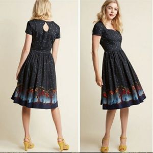 NWT Banned Apparel Dancing Days Blue Owl Dress